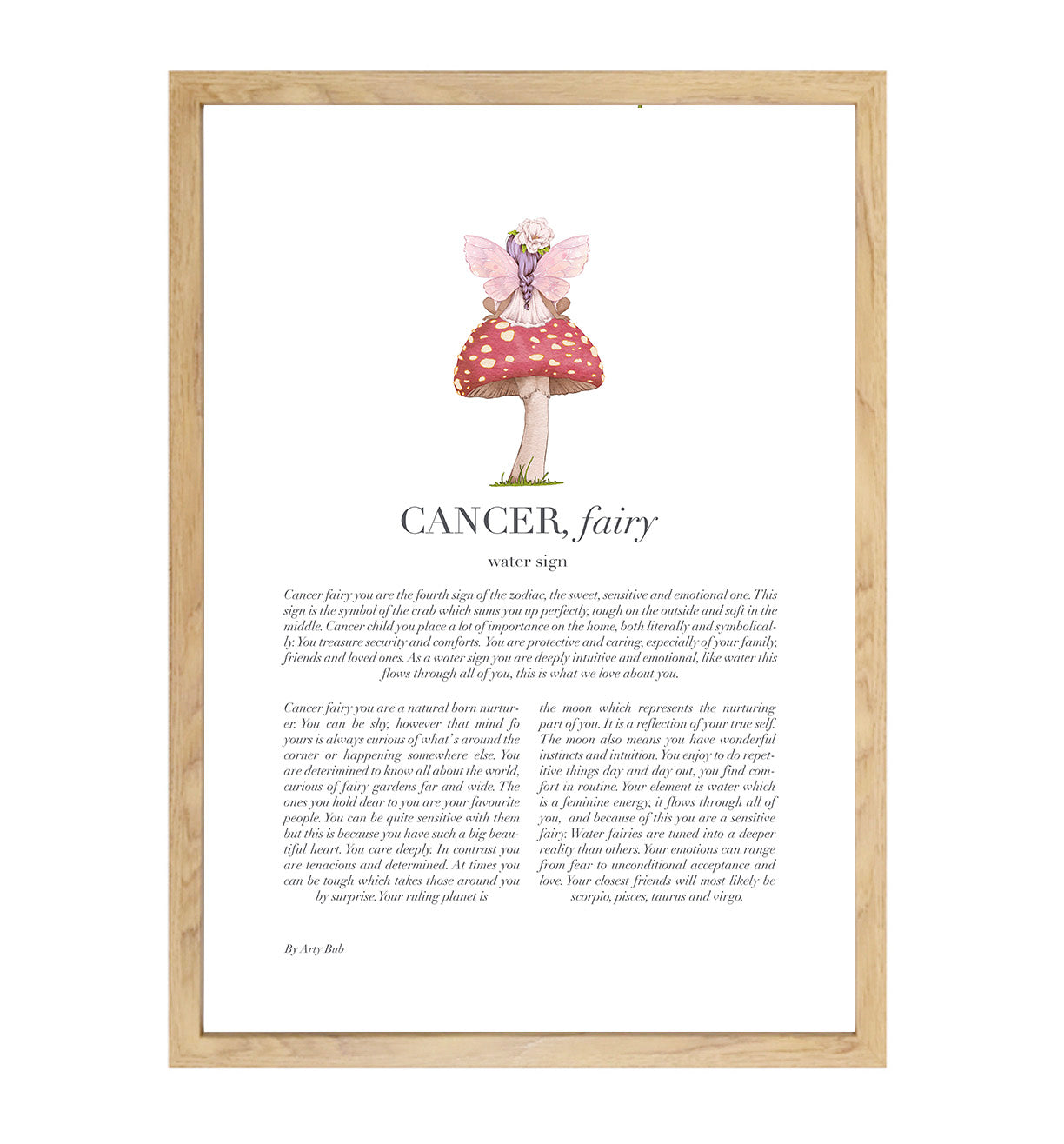 CANCER Fairy Zodiac Art Print | Pink
