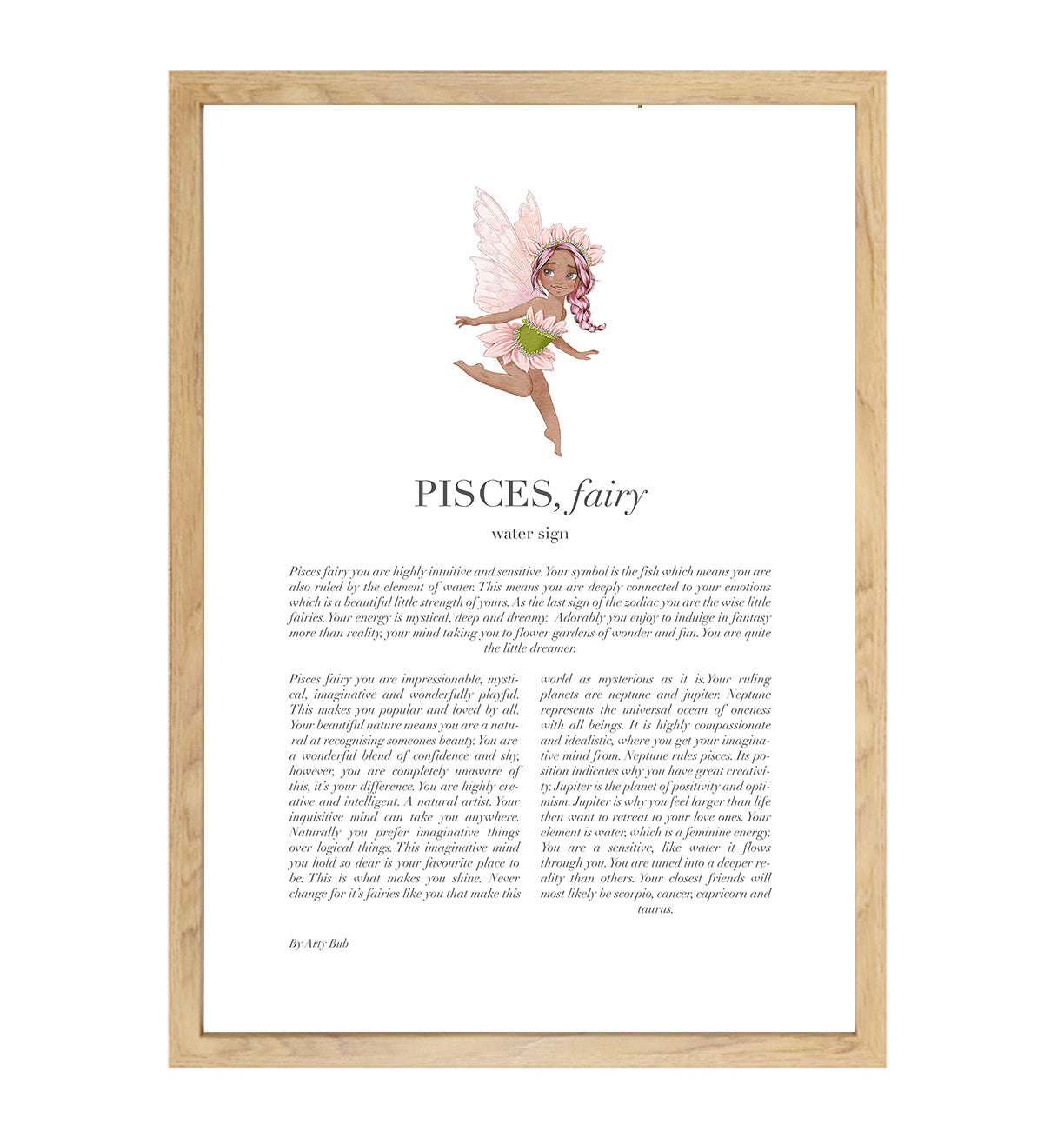PISCES Fairy Zodiac Art Print | Pink