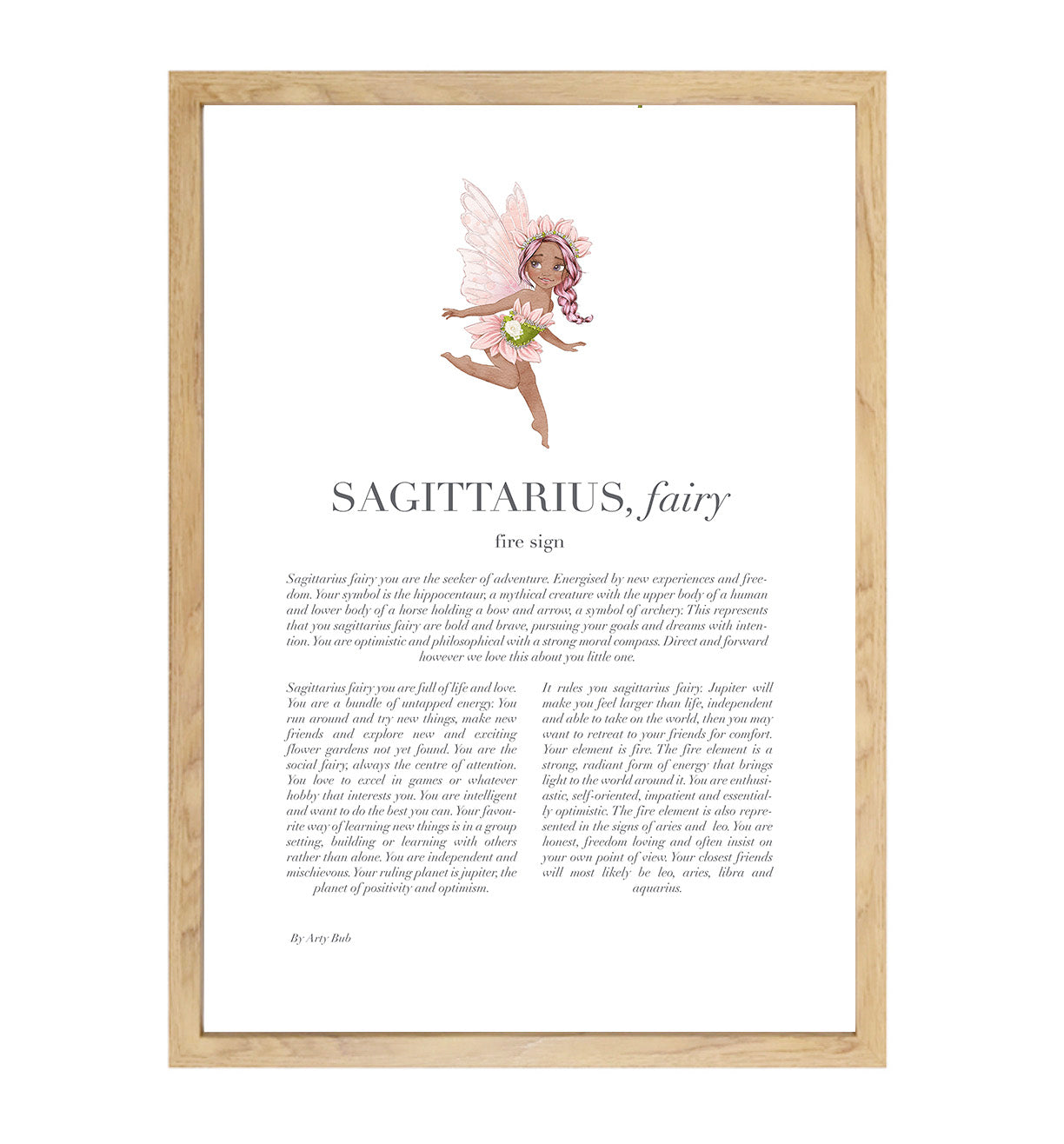 SAGITTARIUS Fairy Zodiac Art Print | Pink