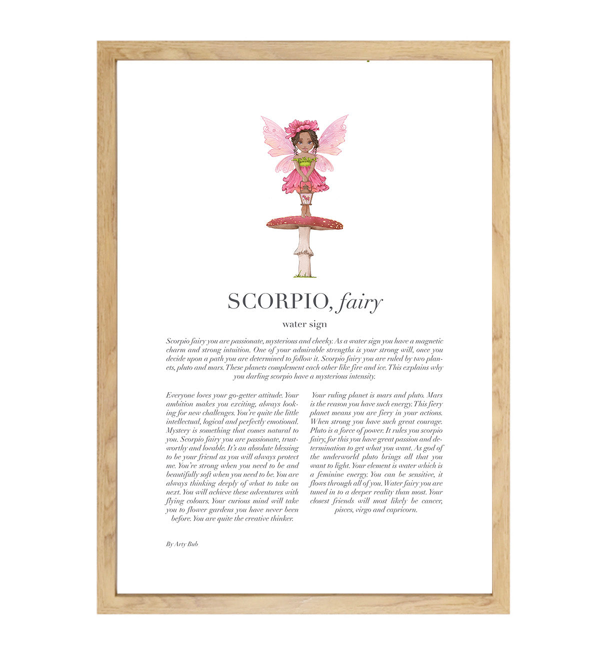 SCORPIO Fairy Zodiac Art Print | Pink