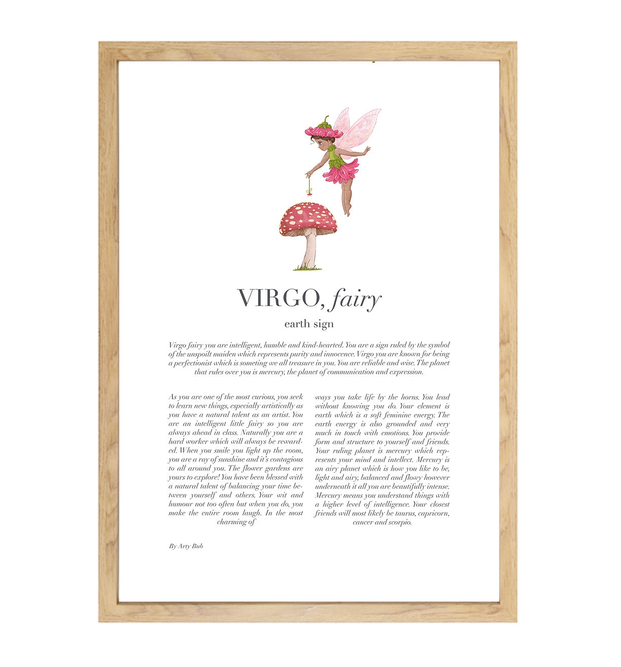 VIRGO Fairy Zodiac Art Print | Pink