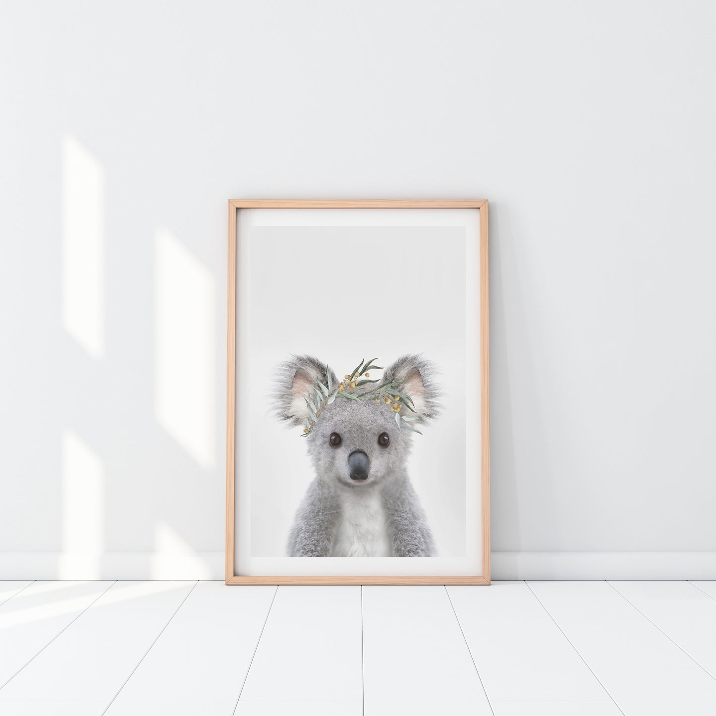 Baby Koala Eucalyptus Crown Art Print
