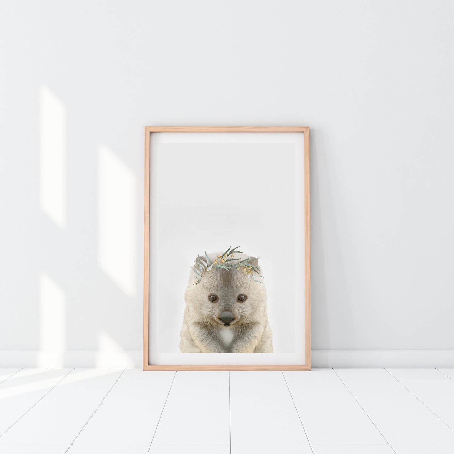 Baby Wombat Eucalyptus Crown Art Print
