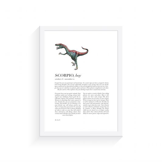 Scorpio Child Dinosaur Zodiac Art Print