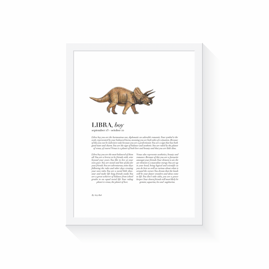 Libra Child Dinosaur Zodiac Art Print