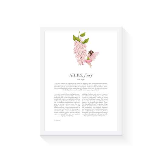ARIES Fairy Zodiac Art Print | Pink