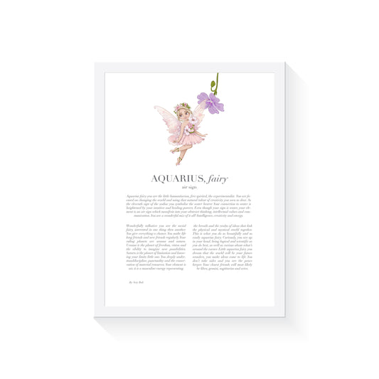 AQUARIUS Fairy Zodiac Art Print | Pink