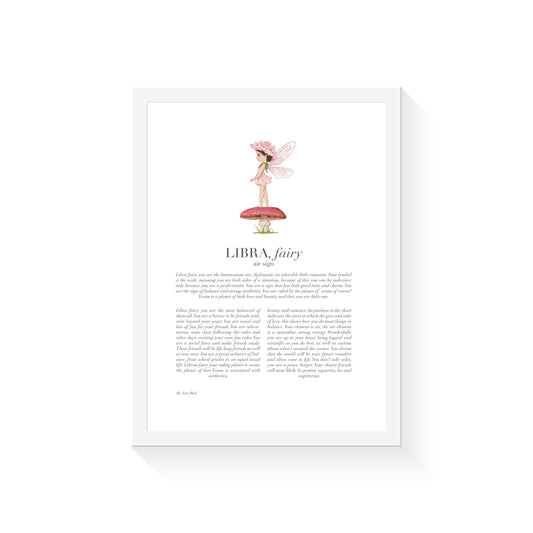 LIBRA Fairy Zodiac Art Print | Pink