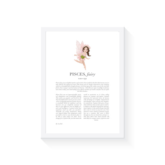 PISCES Fairy Zodiac Art Print | Pink