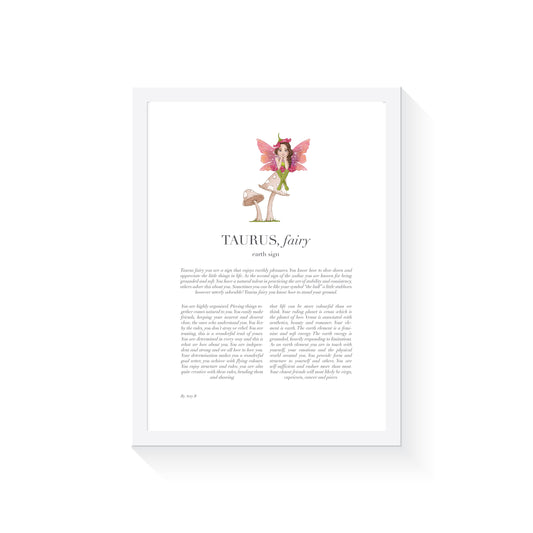 TAURUS Fairy Zodiac Art Print | Pink