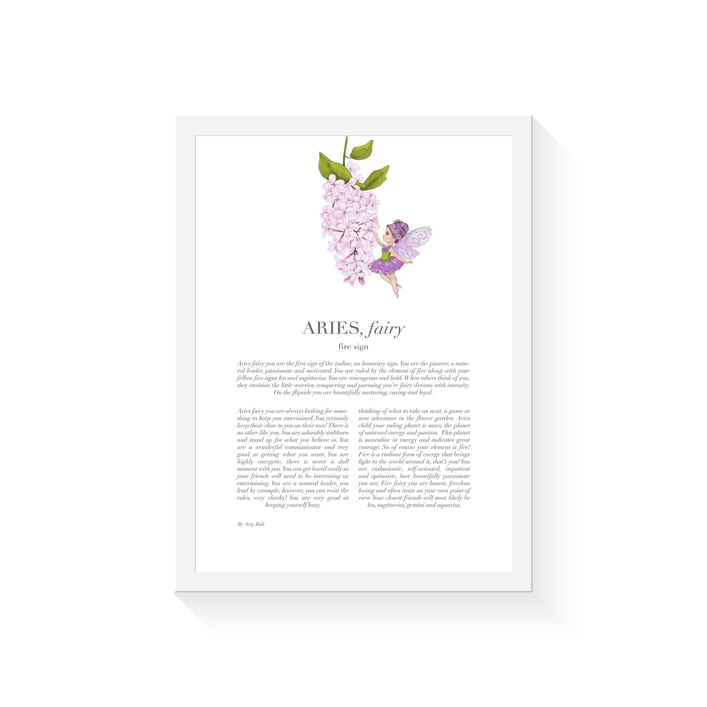 ARIES Fairy Zodiac Art Print | Purple