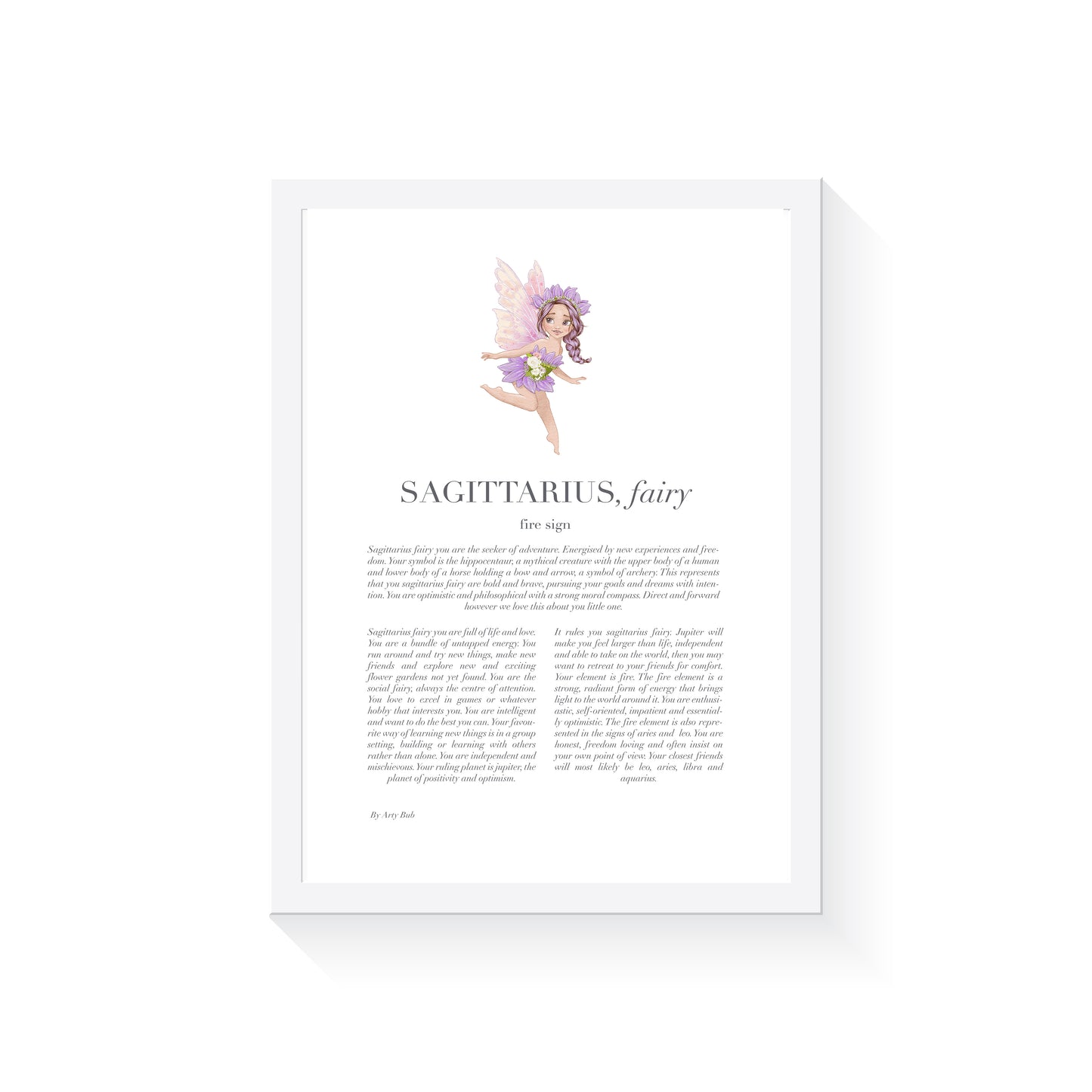SAGITTARIUS Fairy Zodiac Art Print | Purple
