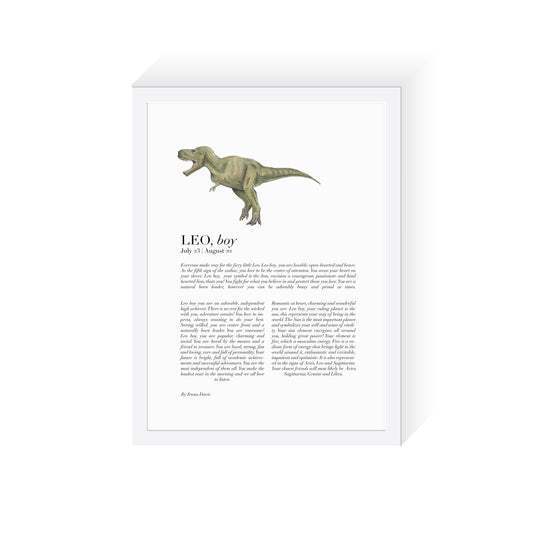 Leo Child Dinosaur Zodiac Art Print