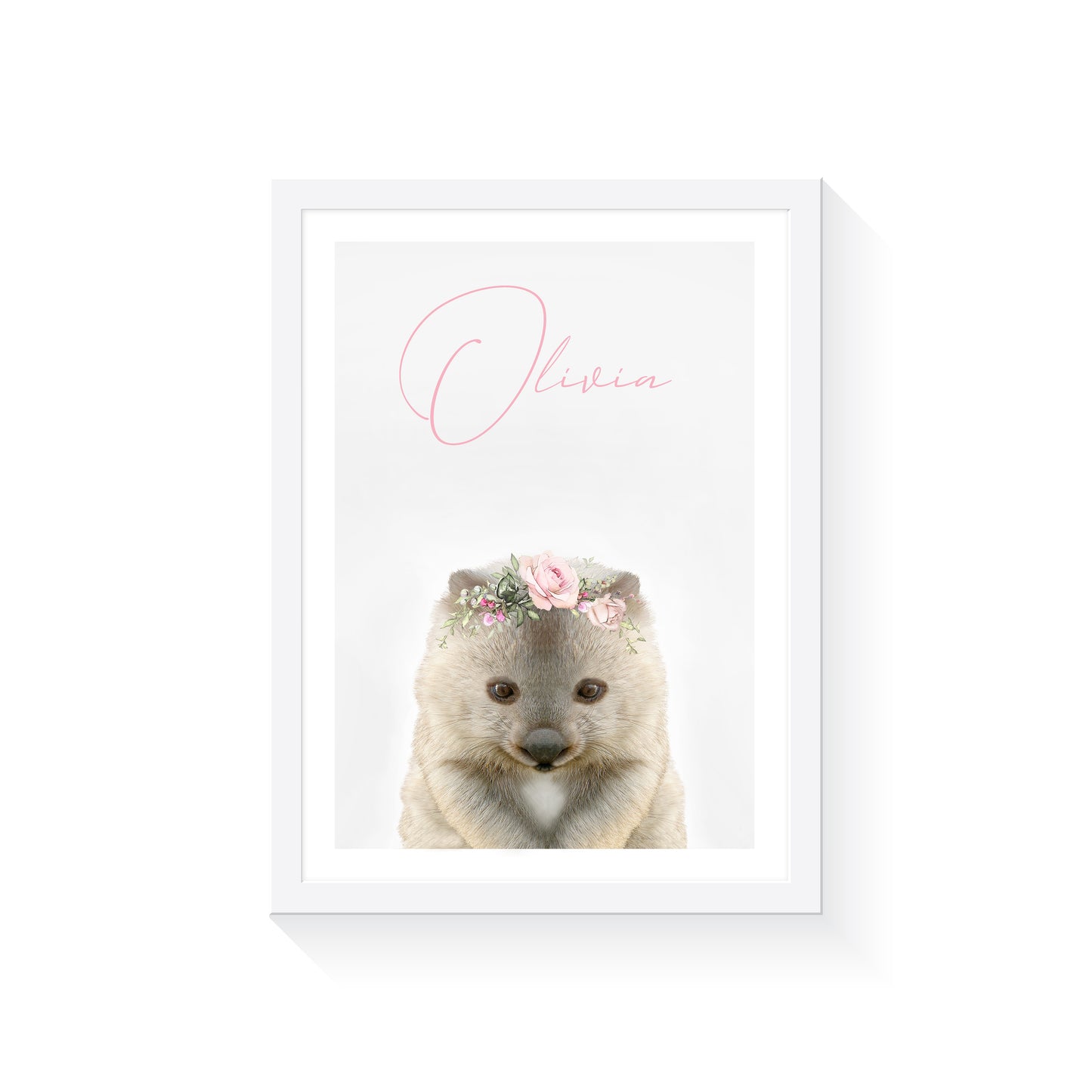 Australian Wombat Rose Crown Art Print | Personalised Art Print